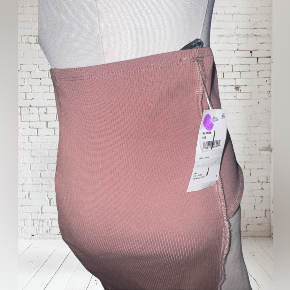 Square Rib Miniskirt in Oatmeal/Coco S NWT | Asymmetric Hem + Retro Texture - Picture 7 of 7